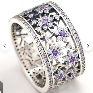 Retired Pandora Purple Sapphire Floral Ring